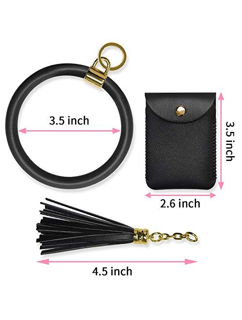 Doormoon Keychain Wallet Wristlet, Tassel Key Chain Bracelet Ring Circle Bangle