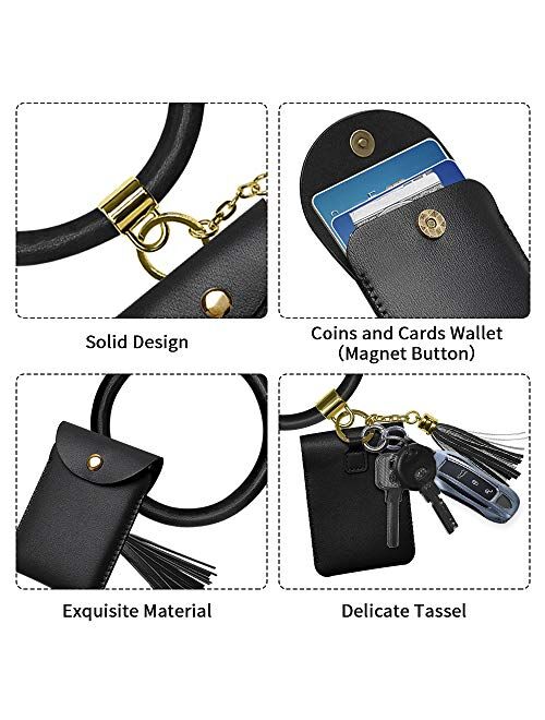 Doormoon Keychain Wallet Wristlet, Tassel Key Chain Bracelet Ring Circle Bangle