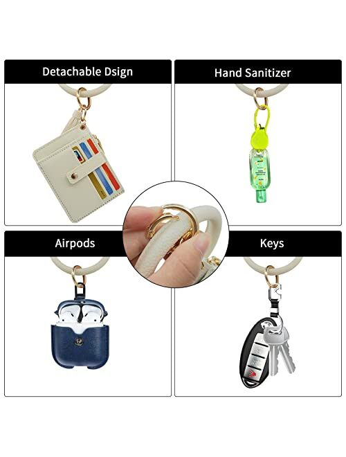 Esaer Wristlet Bracelet Keychain Wallet Key Ring Pocket Credit Card Holder Purse Tassel Keychain Bangle Car Key Ring for Women Girl