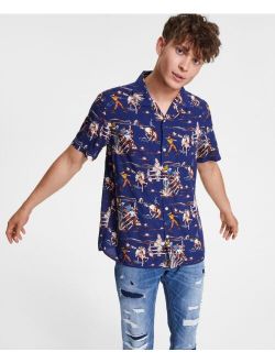 Men's Billy Regular-Fit Cowboy-Print Camp Shirt, Created for Macy's