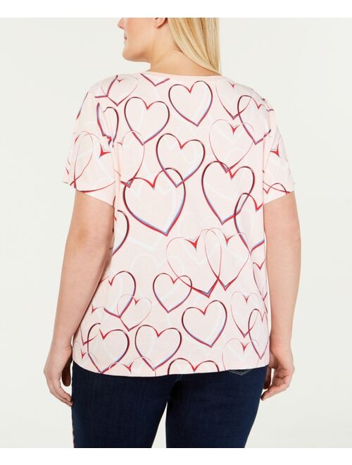 TOMMY HILFIGER Plus Size Cotton Heart-Print T-Shirt