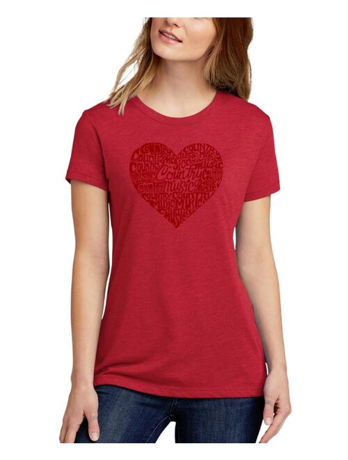 Funko LA POP ART Women's Premium Blend Word Art Country Music Heart T-Shirt