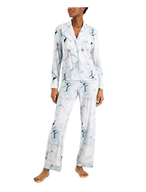 Alfani Printed Notch-Collar Pajama Set, Created for Macy's