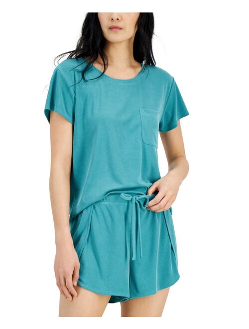 Alfani Pocket T-Shirt & Tulip-Hem Shorts Pajama Set, Created for Macy's