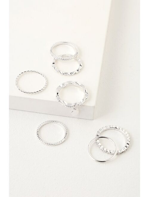 Lulus Live Luminously Silver Ring Set