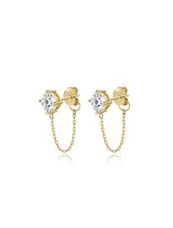 Meow Star Chain Earrings Cubic Zirconia S925 Sterling Silver Dangle Earrings Earrings Chain CZ for Women