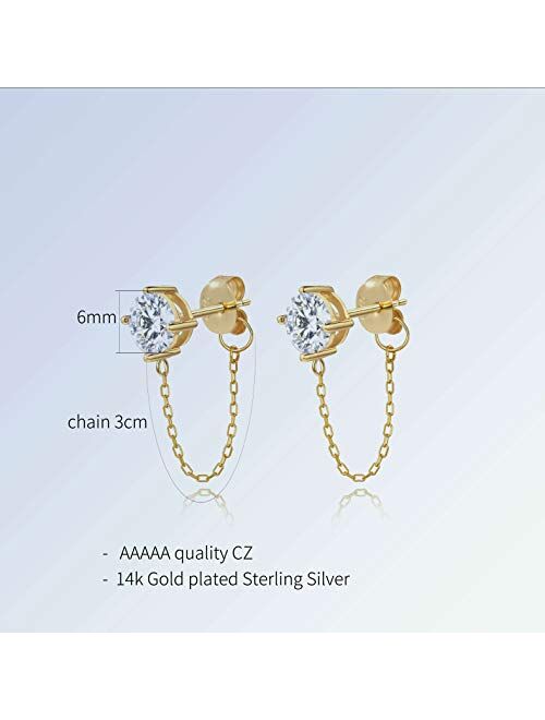Meow Star Chain Earrings Cubic Zirconia S925 Sterling Silver Dangle Earrings Earrings Chain CZ for Women