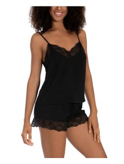 Midnight Bakery Women's Astrid Solid Hammered Satin Cami-Tap Set
