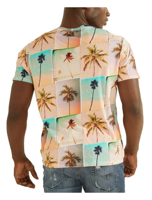 GUESS Men's Eco Faded Palm Tree Graphic T-Shirt