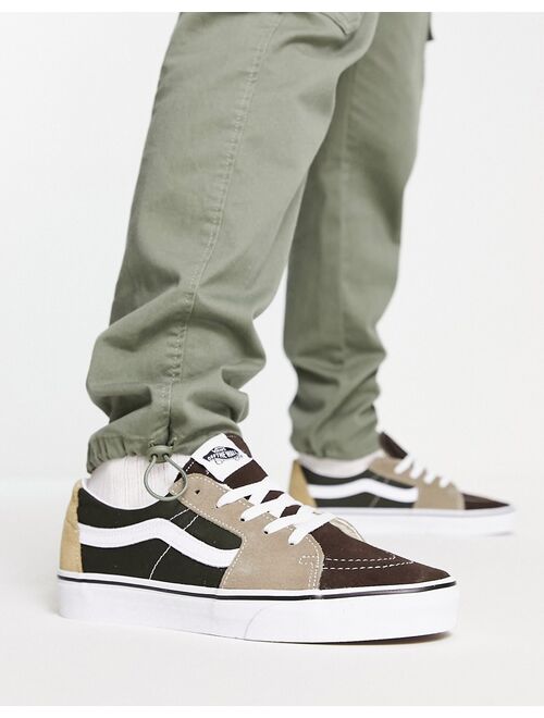 Vans Sk8-Low sneakers in color block brown and gray