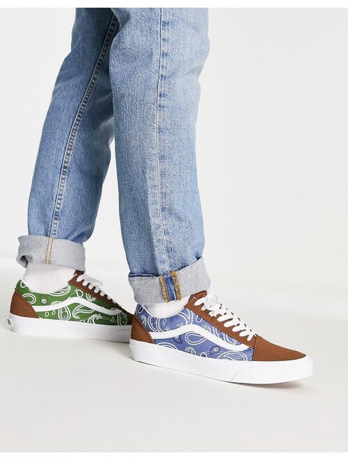 Vans Old Skool sneakers with bandanaprint in blue and brown