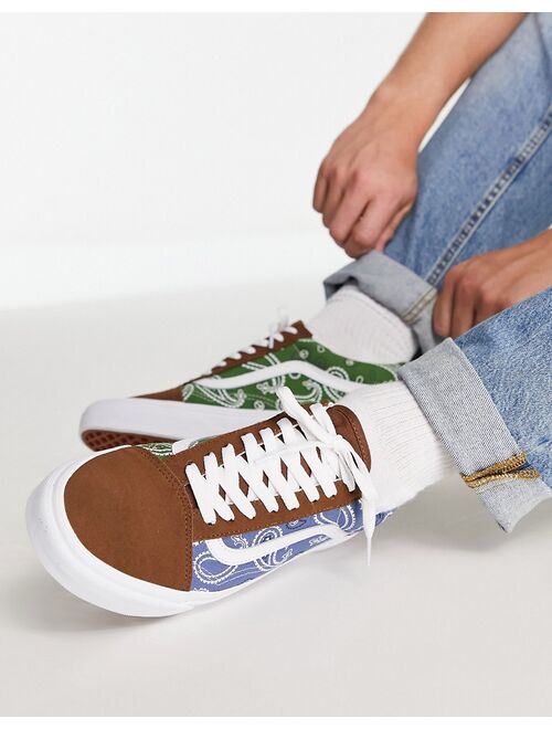 Vans Old Skool sneakers with bandanaprint in blue and brown