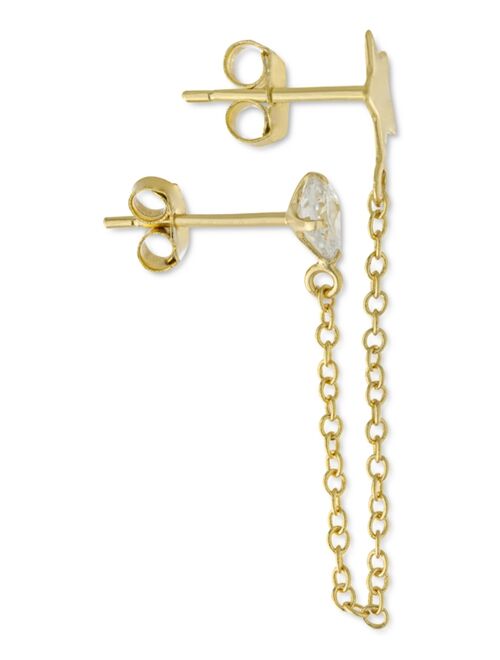 GIANI BERNINI Cubic Zirconia & Star Double Pierced Chain Drop Earrings in Gold-Plated Sterling Silver, Created for Macy's