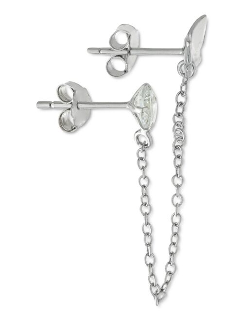 GIANI BERNINI Cubic Zirconia Butterfly Chain Double Pierced Drop Earrings in Sterling Silver, Created for Macy's