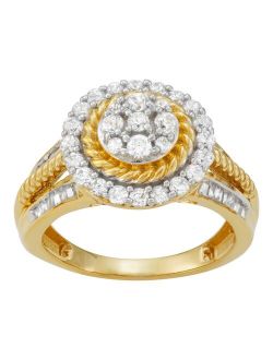 14k Gold Over Sterling Silver 1 Carat T.W. Diamond Ring