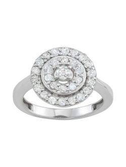 1 Carat Diamond Sterling Silver Circle Ring