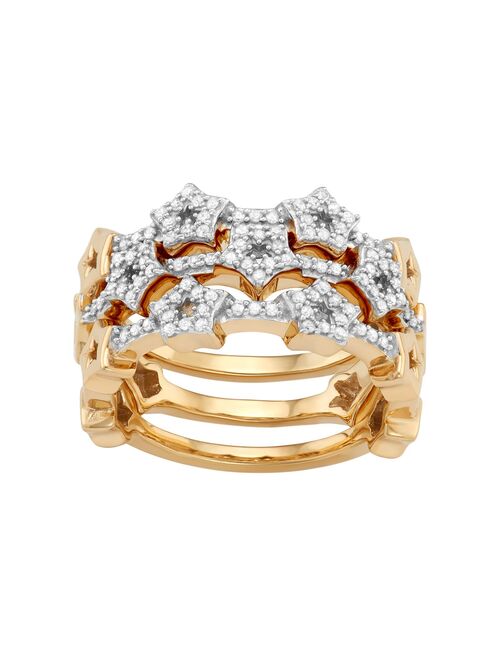 Sterling Silver 1/3 Carat T.W. Diamond Star Stack Ring Set