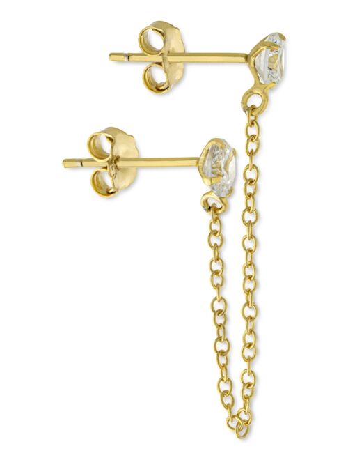 GIANI BERNINI Cubic Zirconia Double Pierced Chain Drop Earrings in Gold-Plated Sterling Silver, Created for Macy's