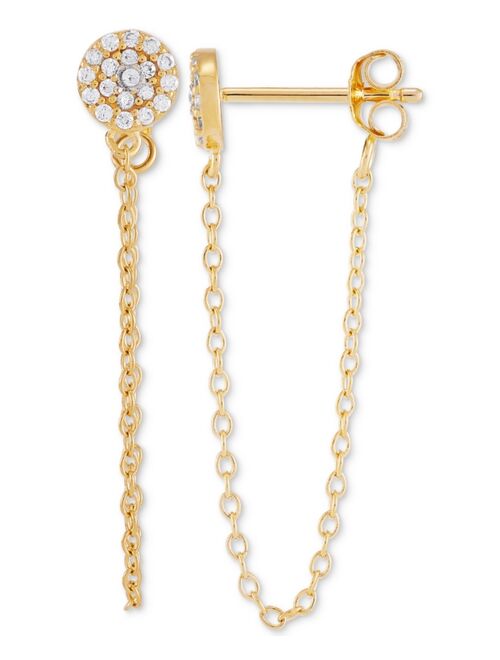 GIANI BERNINI Cubic Zirconia Cluster Chain Drop Earrings in 14k Gold-Plated Sterling Silver, Created for Macy's (Also in Sterling Silver)