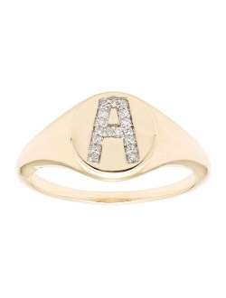 It's Personal 14k Gold Diamond Accent Signet Ring