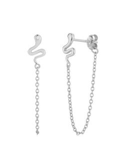 Sunkissed Sterling Cubic Zirconia Snake Chain Drop Stud Earrings