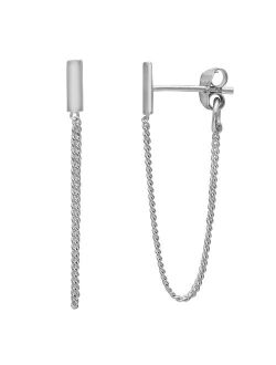 PRIMROSE Sterling Silver Bar Chain Front To Back Stud Earrings
