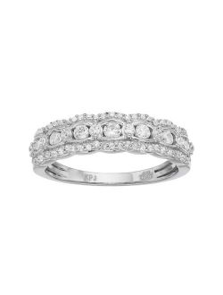 14k White Gold 1/2 Carat T.W. Diamond Scalloped Wedding Ring