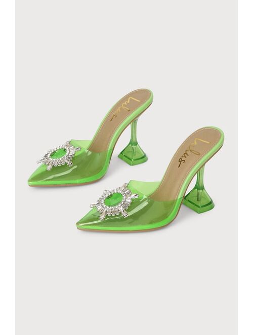 Lulus Midnight Lime Pointed-Toe Heels