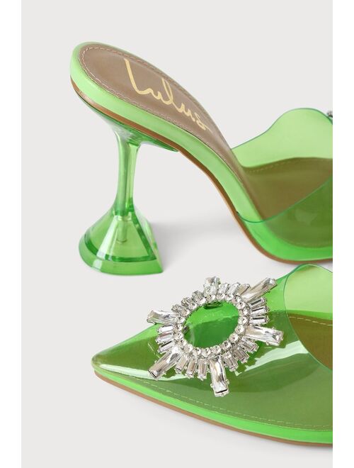 Lulus Midnight Lime Pointed-Toe Heels