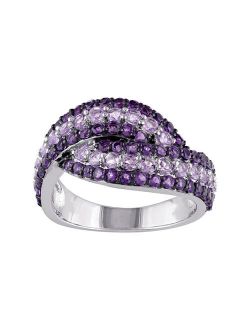 Stella Grace Rose de France & African Amethyst Sterling Silver Bypass Ring