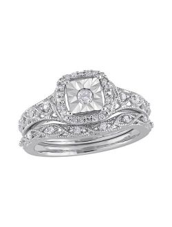 Stella Grace Sterling Silver 1/5 ct. T.W. Diamond Engagement Ring Set