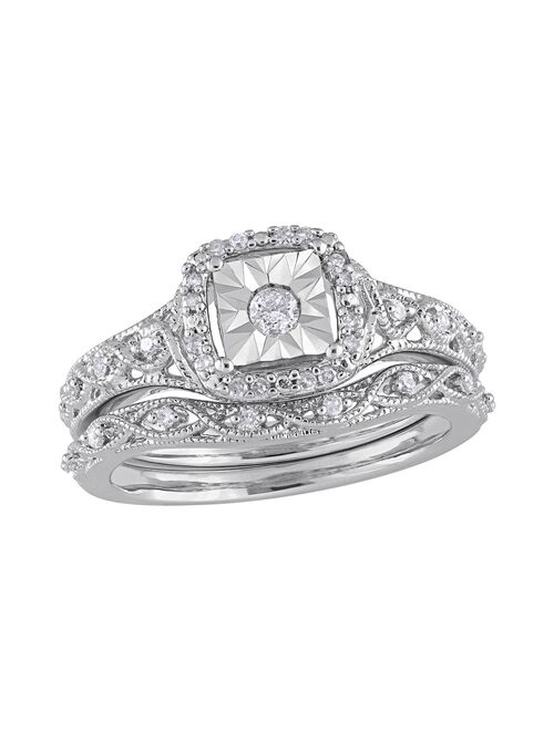 Stella Grace Sterling Silver 1/5 ct. T.W. Diamond Engagement Ring Set