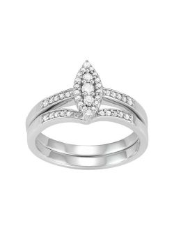 10k White Gold 1/4 Carat T.W. Diamond Marquise Engagement Ring Set