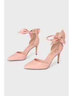 Lizaa Pink Bow Ankle Strap Pumps