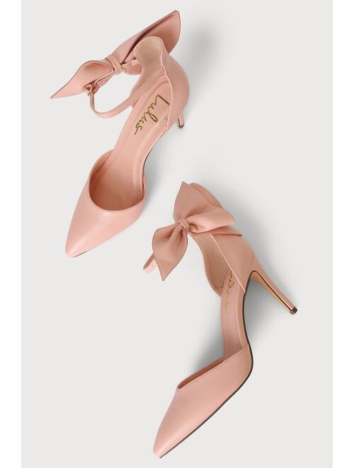 Lulus Lizaa Pink Bow Ankle Strap Pumps