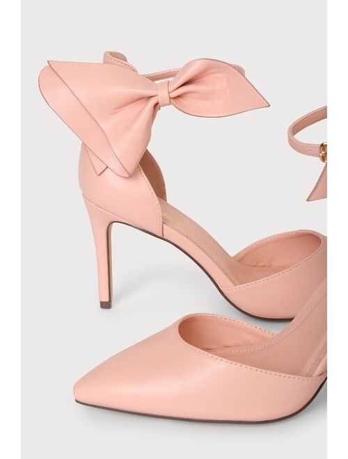 Lulus Lizaa Pink Bow Ankle Strap Pumps