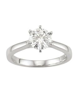 14K Gold 1 Carat T.W. Lab-Created Moissanite 6-Prong Solitaire Ring