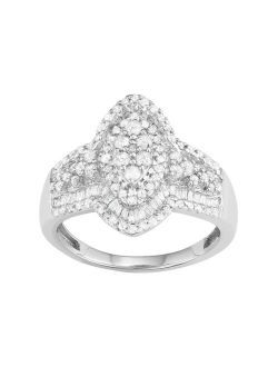 10k White Gold 1 Carat T.W. Diamond Marquise Halo Ring