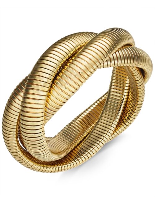 ALFANI Gold-Tone Herringbone Chain Twisted Bangle Bracelet