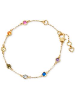 Gold-Tone Rainbow Crystal Flex Bracelet