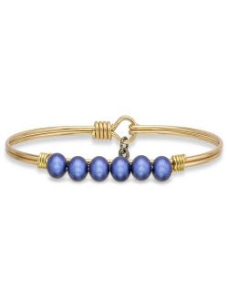 Luca + Danni Crystal Pearl Bangle Bracelet Blue Lapis Iridescent Dark Blue