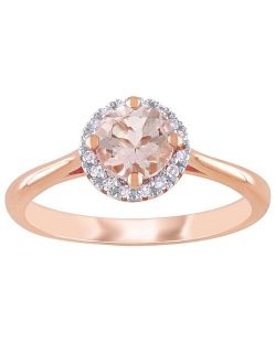Stella Grace 10k Rose Gold Morganite & Diamond Accent Halo Ring