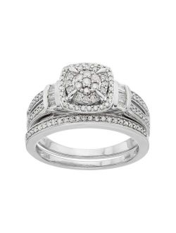 Always Yours Sterling Silver 1/2 ct. T.W. Diamond Engagement Ring Set