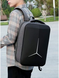 Men Geometric Print Charging Port Design Laptop Backpack