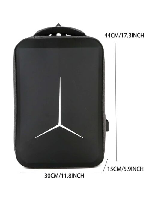 Shein Men Geometric Print Charging Port Design Laptop Backpack