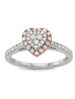 Two Tone 14k Gold 1/2 Carat T.W. Diamond Heart Engagement Ring
