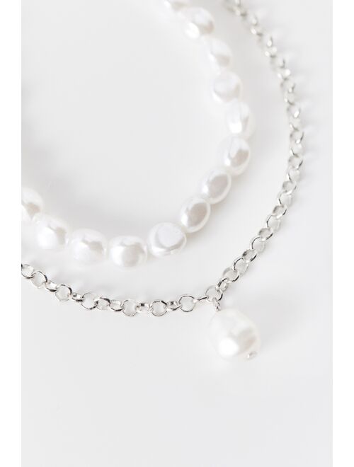 Urban Outfitters Pearl And Chain Bracelet Set