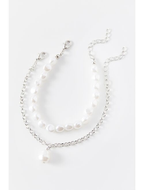 Urban Outfitters Pearl And Chain Bracelet Set