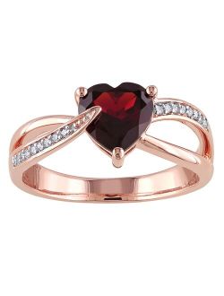 Stella Grace 10k Rose Gold Garnet & Diamond Accent Heart Shaped Ring