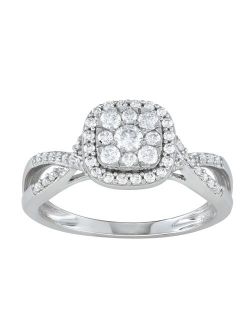 14k White Gold 1/2 Carat T.W. Diamond Engagement Ring